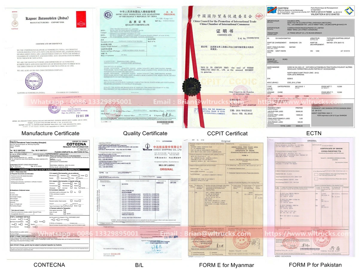 waste compactor truck Export Documents