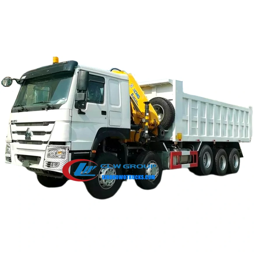 14 wheeler Sinotruk Howo 20 ton Dump Truck Tipper With Crane for Sale Kenya