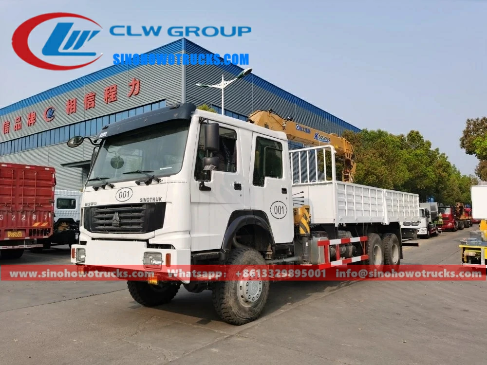 6WD Sinotruk Howo double cabin all drive crane lift truck nigeria