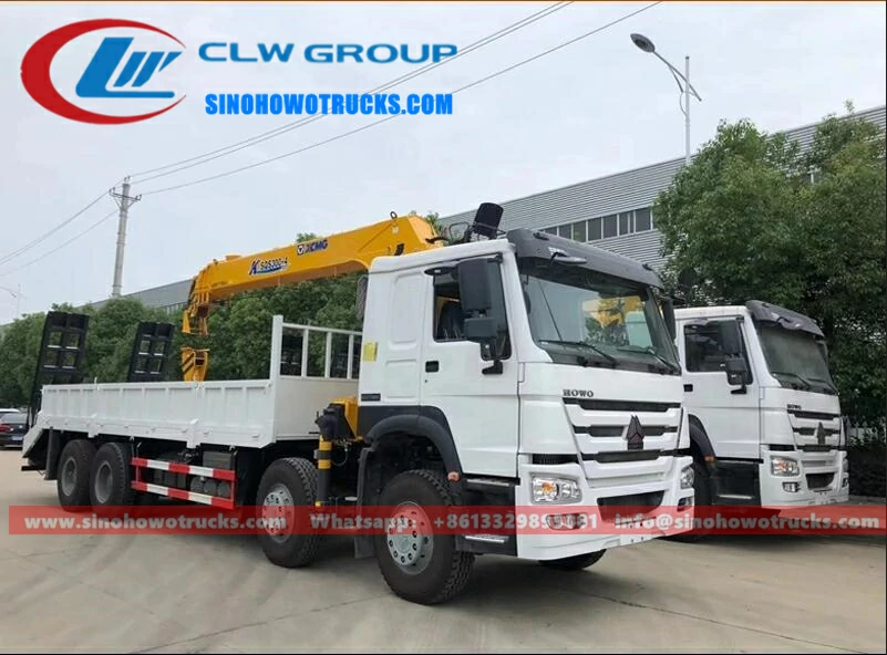 8x4 HOWO 16tons vehicle mounted crane with Hydraulic Rear Ladder Cabo Verde