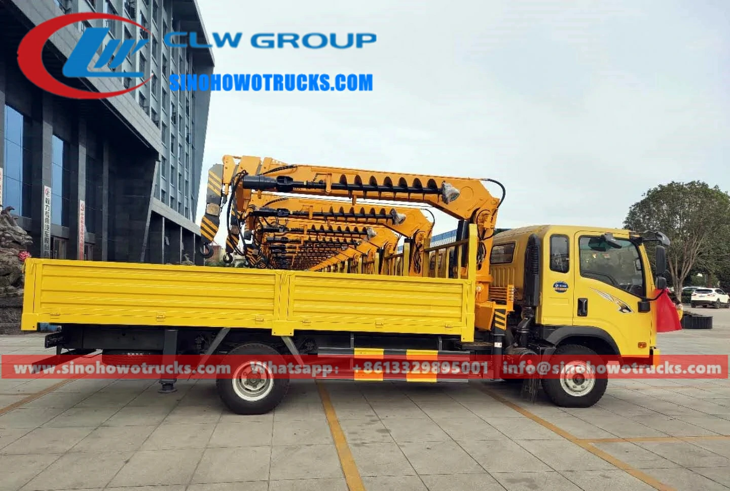 Sinotruk 3t truck mounted crane with Drilling machine Benin