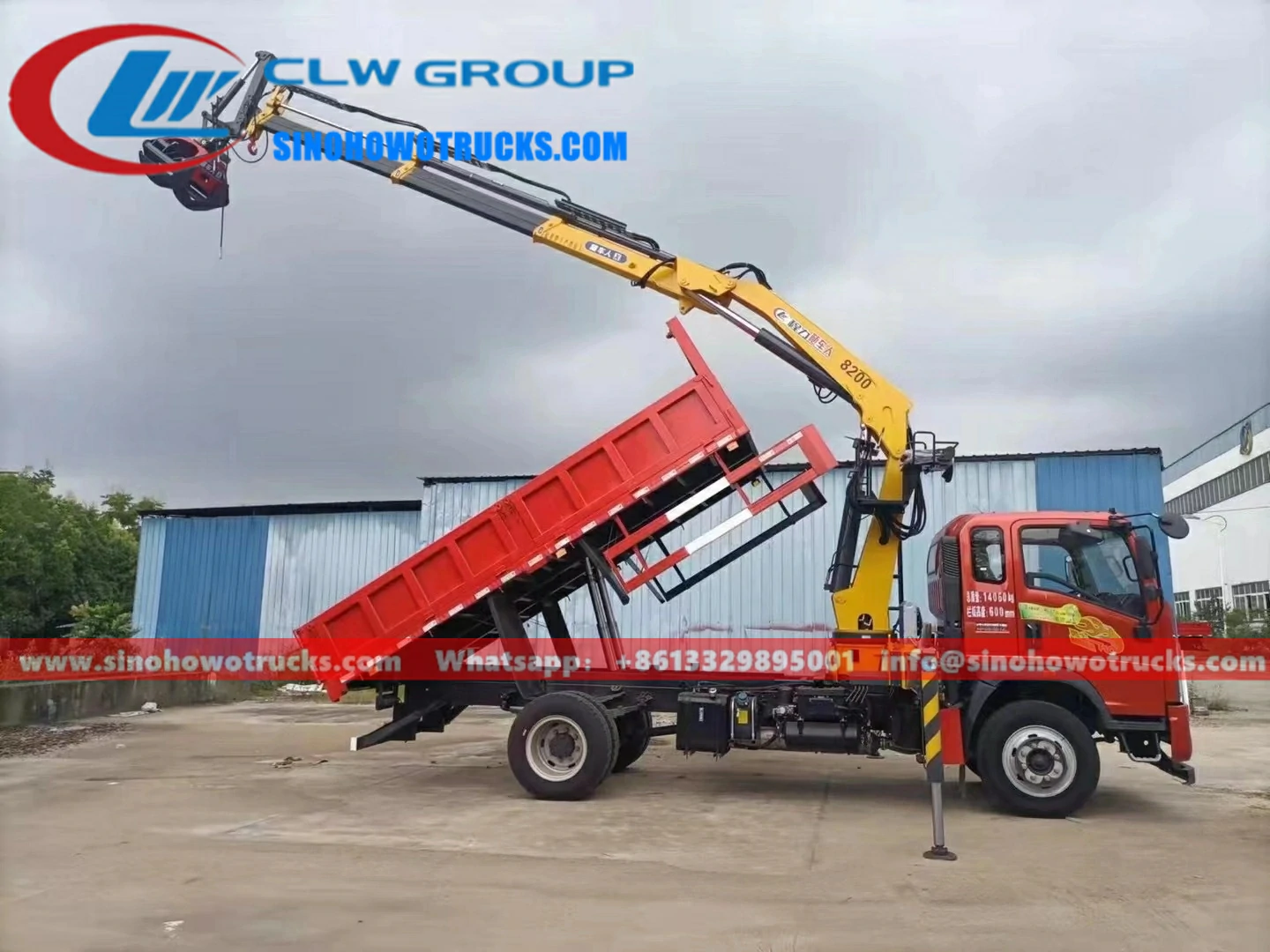 Sinotruk CDW small crane carrier truck with tipping box Malaysia