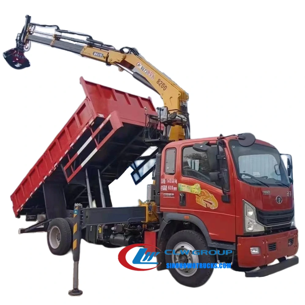 Sinotruk CDW small knuckle boom truck with tipping box Malaysia