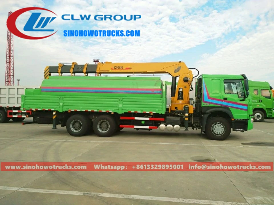 Sinotruk Howo 8 ton mobile crane truck with water tank Gambia