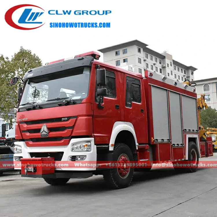 Sinotruk Howo fire utility truck with XCMG 5 ton crane for sale Laos