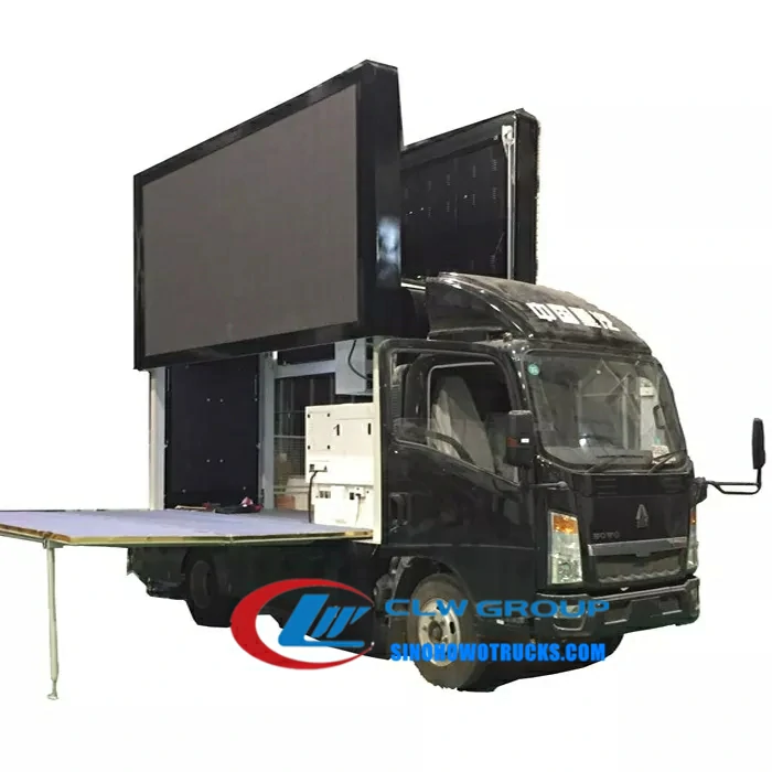 Sinotruk Howo mobile led billboard truck with screen lift and stage Malaysia